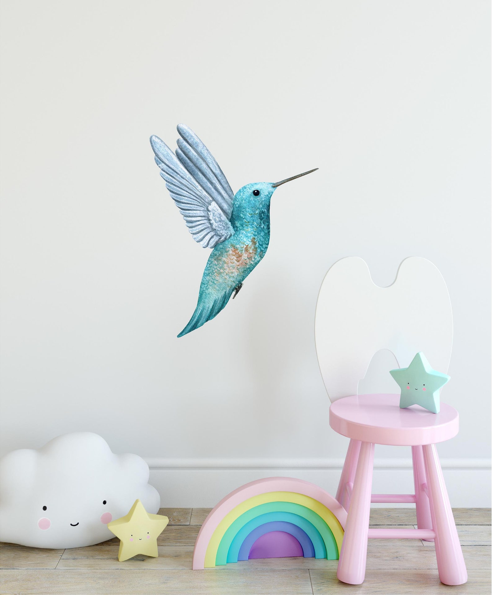 Hummingbird Wall Decal Watercolor Bird Wall Sticker Removable Etsy