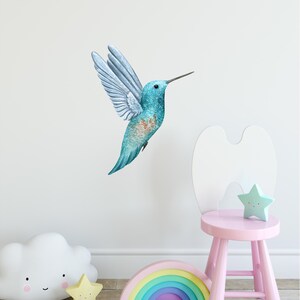 Hummingbird Wall Decal Watercolor Bird Wall Sticker Removable Fabric  Wall Art Decor