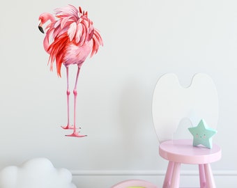 Watercolor Pink Flamingo #3 Wall Decal Tropical Bird Removable Fabric Wall Sticker