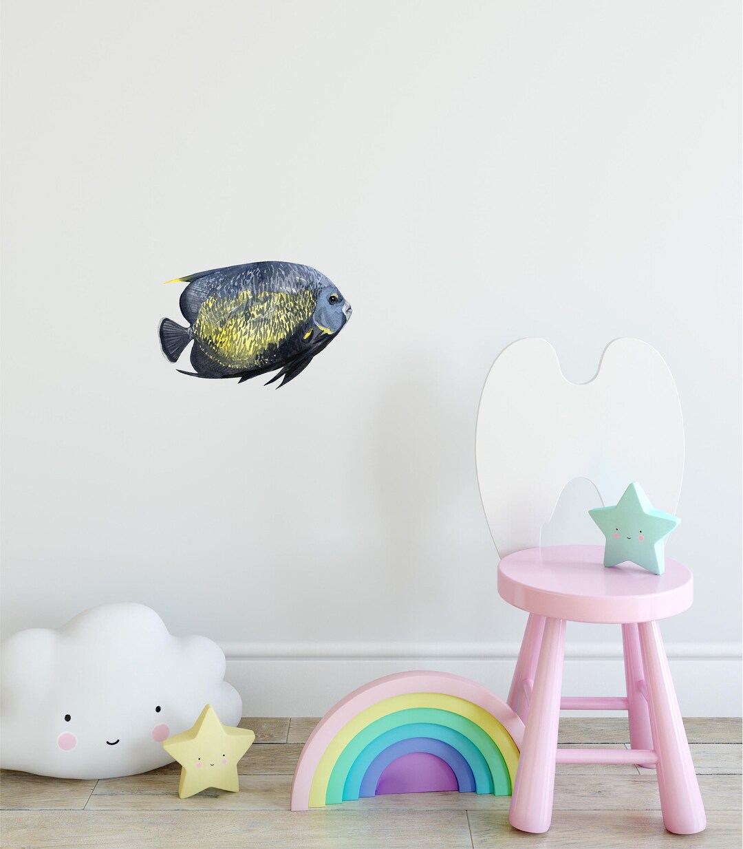 French Angelfish Wall Decal Tropical Fish Ocean Sea Life Removable ...