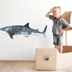 Watercolor Whale Shark #2 Wall Decal Ocean Sea Life Removable Fabric Wall Sticker