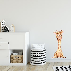 Cute Baby Giraffe #2 Wall Decal African Safari Animal Wall Sticker Removable Fabric  for Childrens Kids Peel & Stick Nursery Room Decor