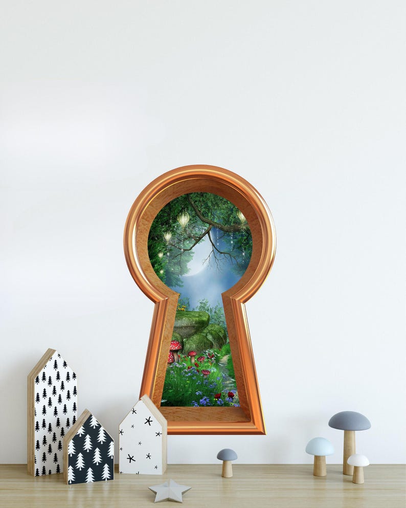 Keyhole Removable Wall Decal Enchanted Lantern Forest Wonderland Fairytale Fantasy Portal Wall Mural image 4