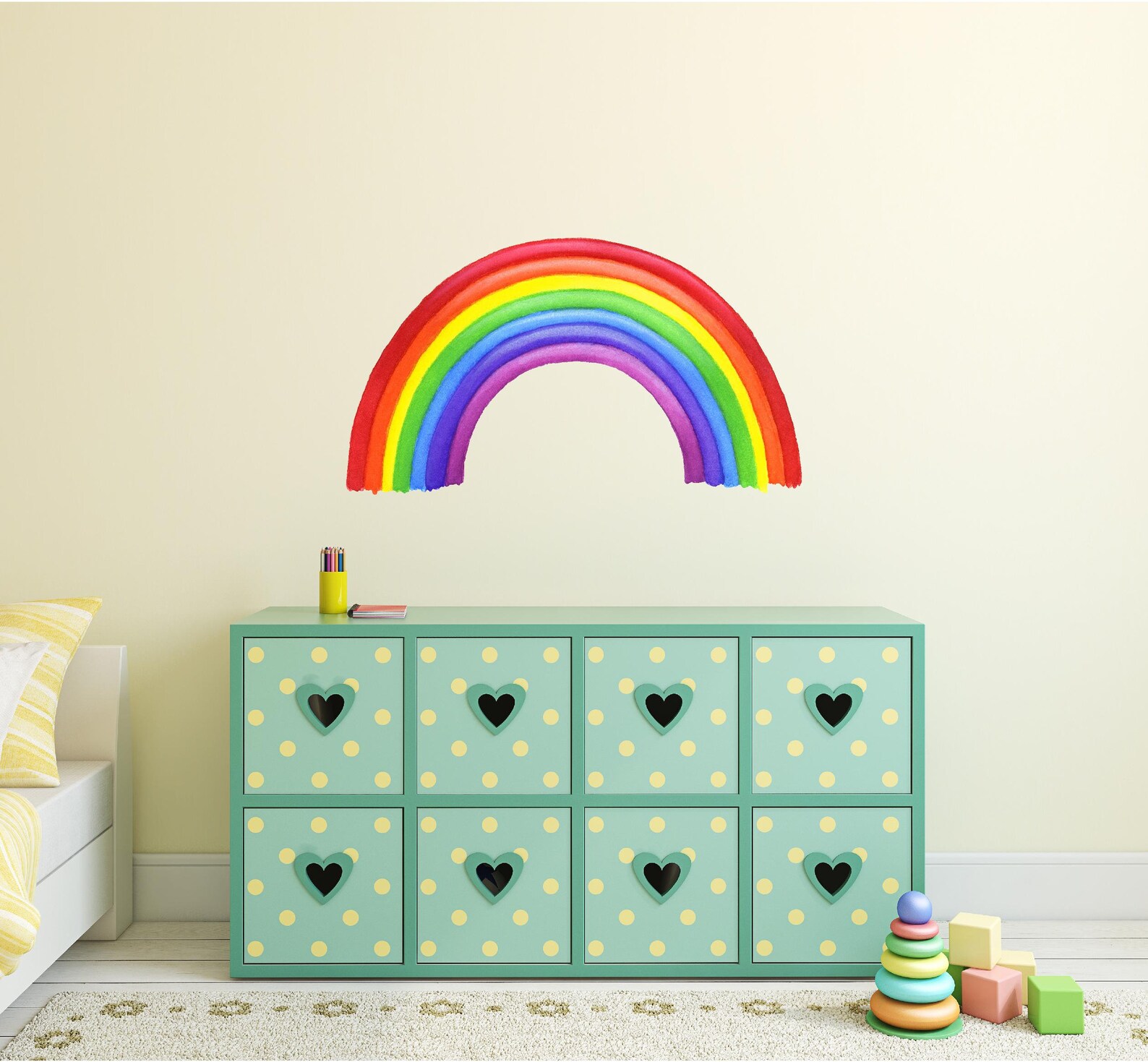 Rainbow Wall Decal Watercolor Rainbow Wall Sticker Removable Etsy