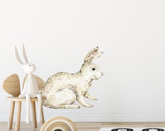 Whimsical Rabbit Wall Decal Woodland Forest Animal Wildlife Removable Peel and Stick Fabric Wall Sticker Nursery Decor