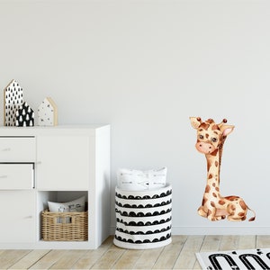 Cute Baby Giraffe #4 Wall Decal African Safari Animal Wall Sticker Removable Fabric  for Childrens Kids Peel & Stick Nursery Room Decor