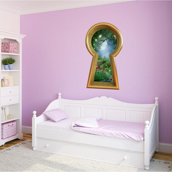keyhole 3d removable wall decal enchanted lantern forest alice | etsy