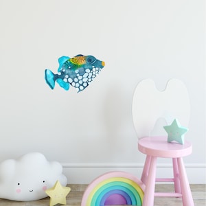 Triggerfish Wall Decal Tropical Fish Ocean Sea Life Removable Fabric Wall Sticker