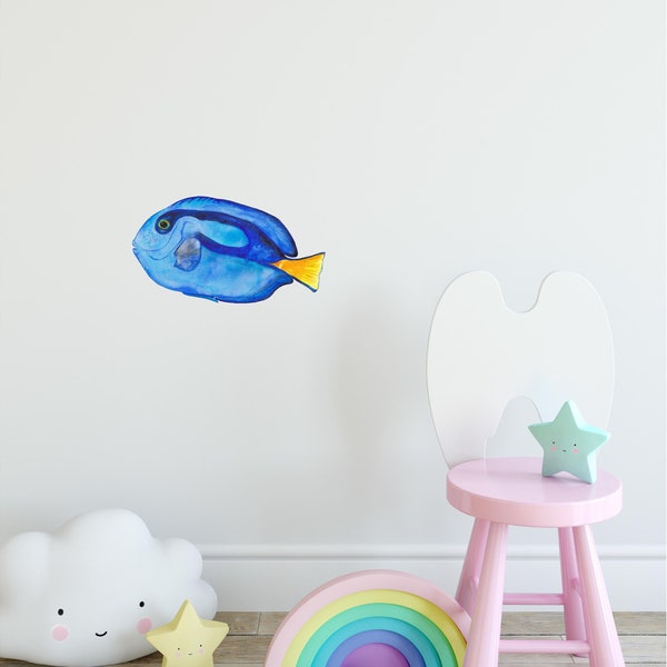 Blue Tang #2 Fish Wall Decal Tropical Fish Ocean Sea Life Removable Fabric Wall Sticker | DecalBaby