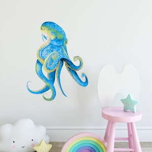 Watercolor Octopus #3 Wall Decal Ocean Sea Life Removable Fabric Wall Sticker | DecalBaby