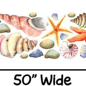 Underwater Seashells Wall Decal Set Ocean Shells Sea Pebbles Stones Rocks Fabric Wall Sticker image 2