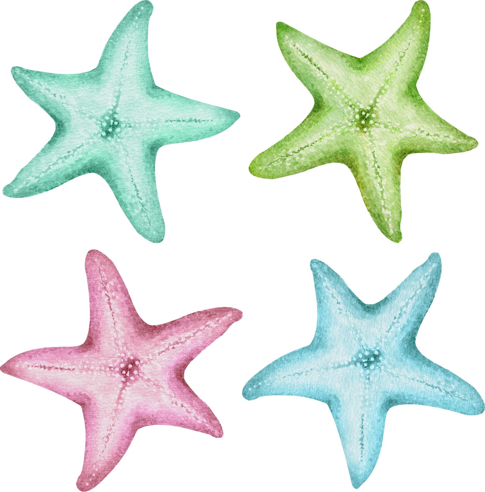 Watercolor Starfish Wall Decal Set of 4 Ocean Sea Life Etsy