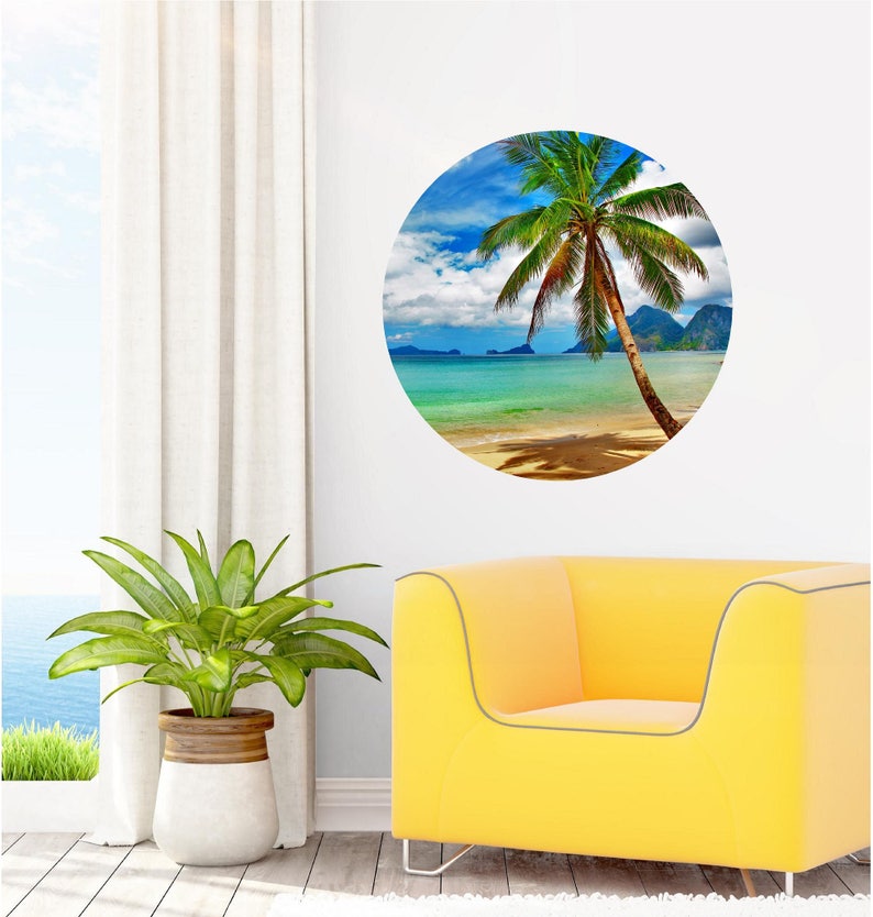 Tropical Beach Circle Wall Decal Circle Print Wall Dot | Etsy