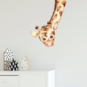 Cute Baby Giraffe Wall Decal African Safari Animal Wall Sticker Removable Fabric  for Childrens Kids Peel & Stick Nursery Room Decor