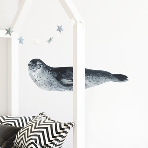 Watercolor Leopard Seal Wall Decal Ocean Sea Life Removable Fabric Wall Sticker | DecalBaby