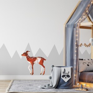 Spotted Fawn Wall Decal Watercolor Baby Deer Wall Sticker Woodland Animals Removable Fabric  Nursery Decor