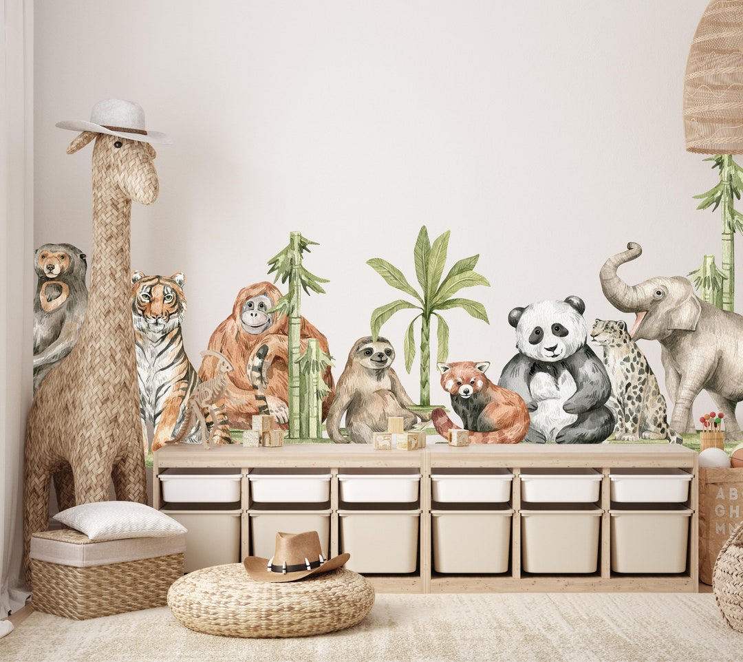Safari Asia Animals Fabric Wall Decal Set - Safari Nursery Decor ...