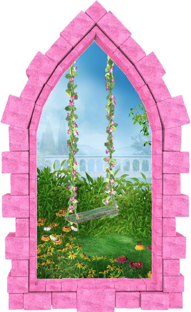 Enchanted Flower Swing Castle Window Wall Decal 3D Wall Sticker Fairy ...