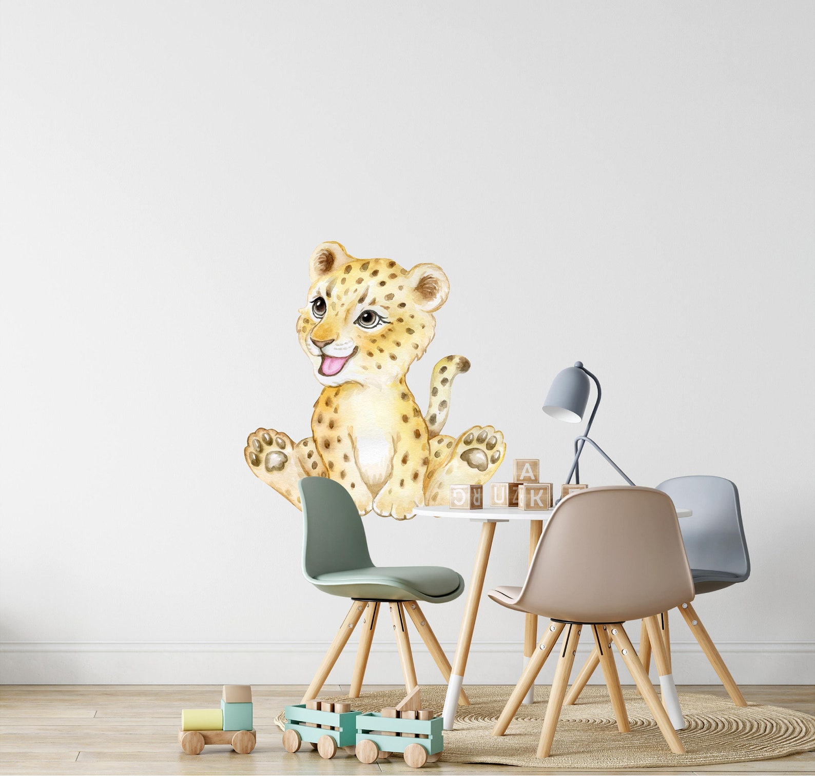 Baby Leopard Cub Wall Decal Safari Animal Wall Sticker Removable Fabric ...