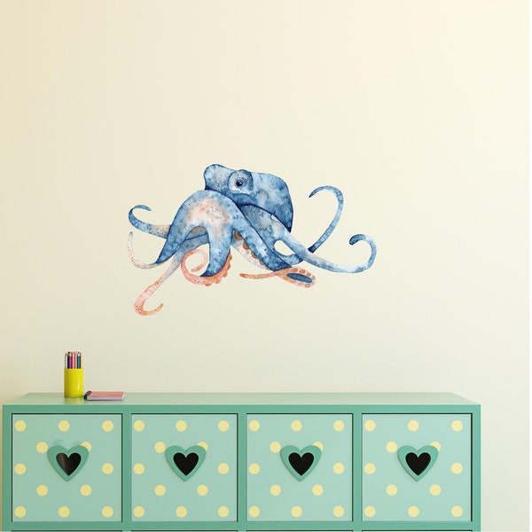 Watercolor Octopus #6 Wall Decal Ocean Sea Life Removable Fabric Wall Sticker