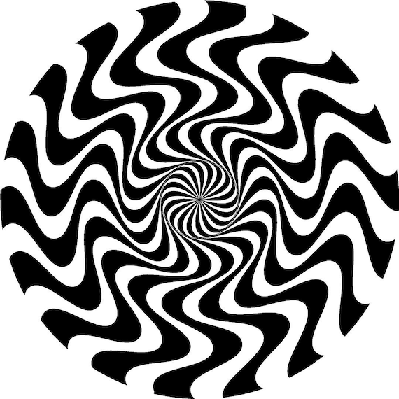 Sticker mural spirale hypnotique 5 tourbillon noir et blanc