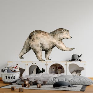 Whimsical Bear Cub Wall Decal Woodland Forest Animal Wildlife Baby Bear Removable Peel and Stick Fabric Nursery Decor