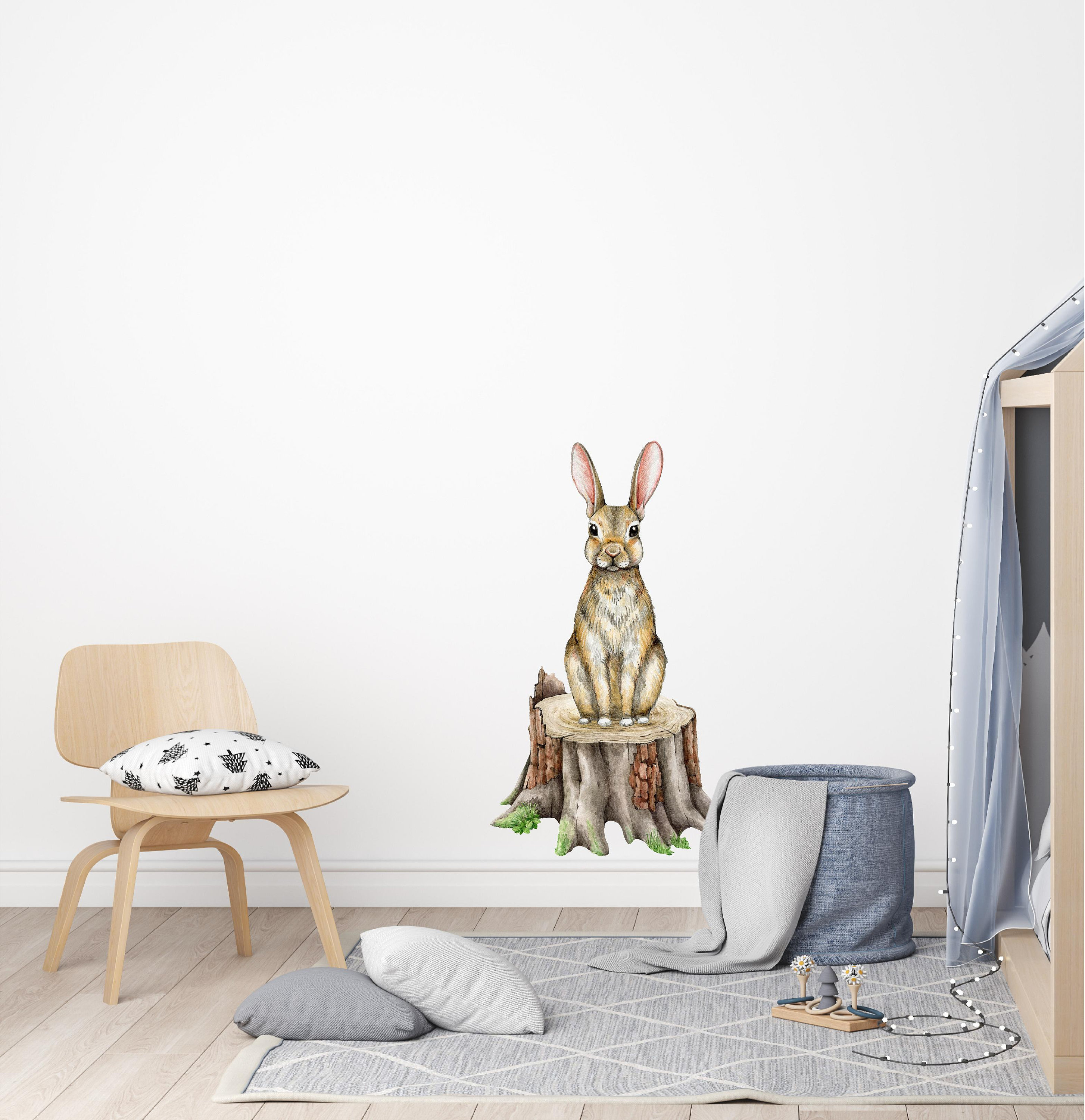 Patterned Rabbit Wall Decals fabric Stickers, Not Vinyl 