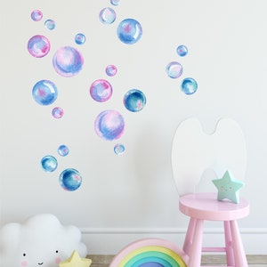 Pink Purple Blue Bubbles Set of 21 Wall Decal Ocean Sea Life Removable Fabric Wall Sticker | DecalBaby