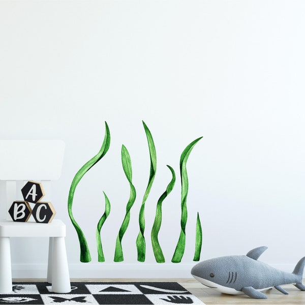 Dark Green Seaweed Set of 7 Wall Decal Ocean Sea Life Removable Fabric Wall Sticker | DecalBaby