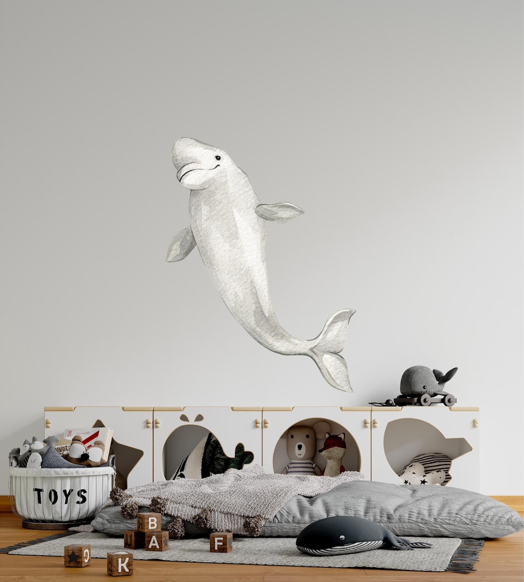 Beluga Whale Fabric Wall Decal, Arctic Animal, Whimsical Beluga, Sea ...