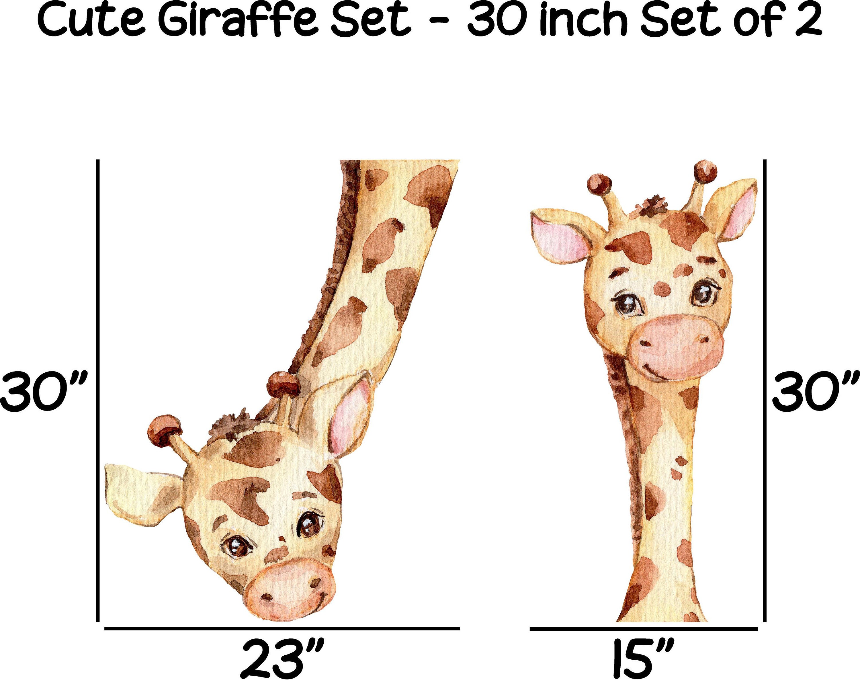 Cute Baby Giraffe Wall Decal Set of 2 African Safari Animal Wall ...