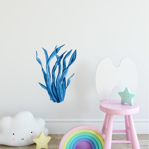 Blue Seaweed 2 Wall Decal Ocean Sea Life Removable Fabric Etsy