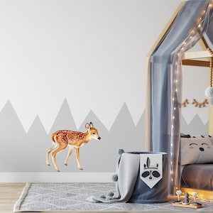 Spotted Fawn #2 Wall Decal Watercolor Deer Wall Sticker Woodland Forest Animals Removable Fabric  Nursery Decor