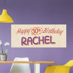 Sticker mural bannière anniversaire de Rachel personnalisé Sticker mural personnalisé pour cadeau d'anniversaire décorations de fête