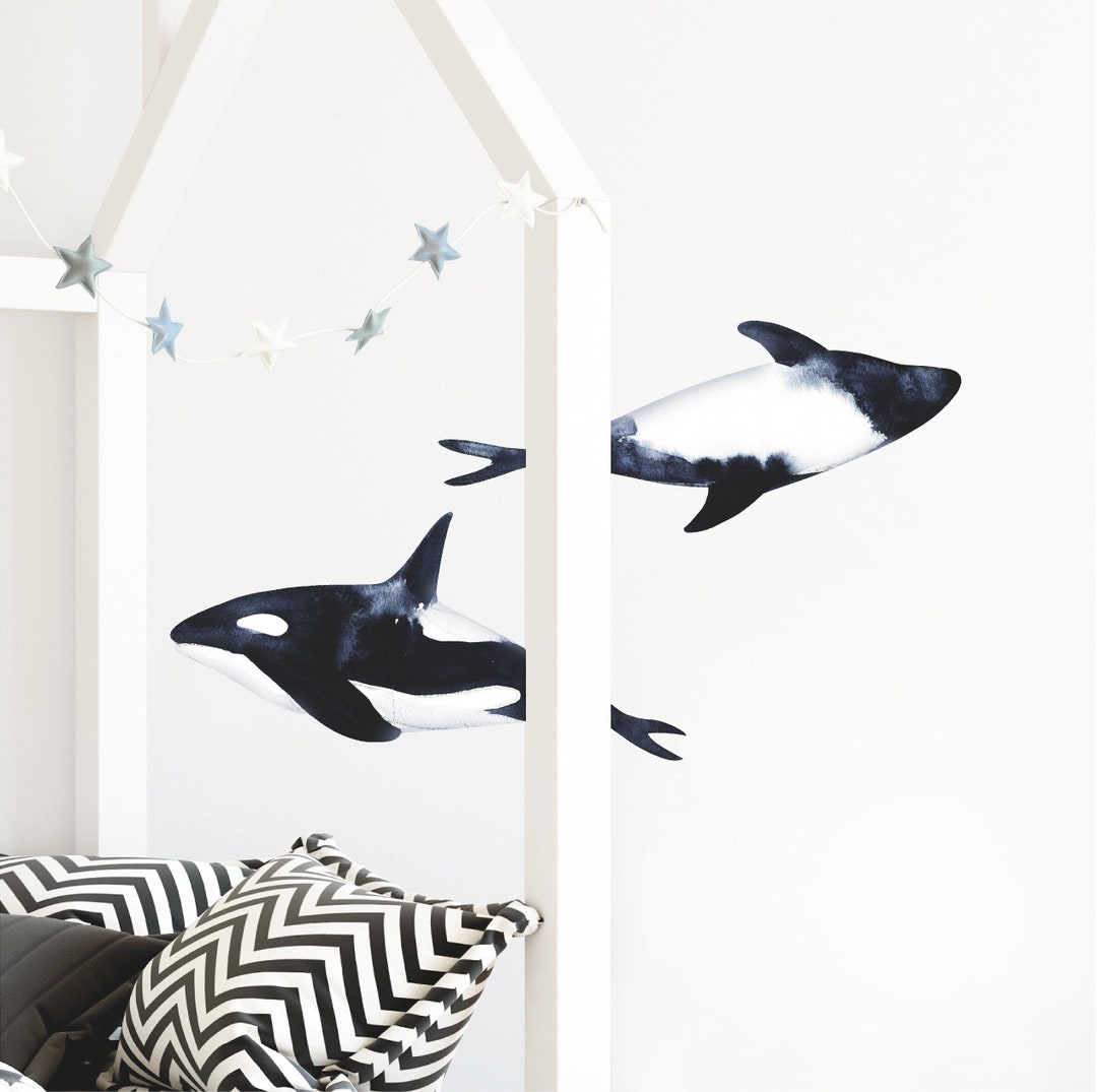 Killer Whale Wall Decal Set of 2 Orca Whales Ocean Sea Life Etsy