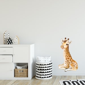 Baby Giraffe Wall Decal Safari Animal Wall Sticker Removable Fabric  for Childrens African Safari Kids Peel & Stick Nursery Room Decor