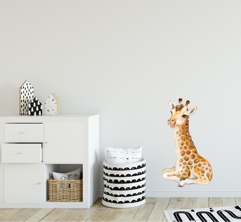 Baby Giraffe Wall Decal Safari Animal Wall Sticker Removable Fabric for ...