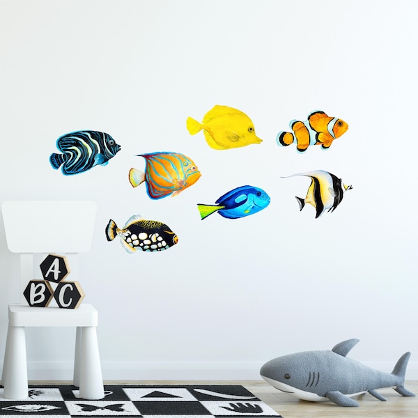 Tropical Fish Wall Decal Set #2 Ocean Sea Life Removable Fabric Wall Sticker | DecalBaby