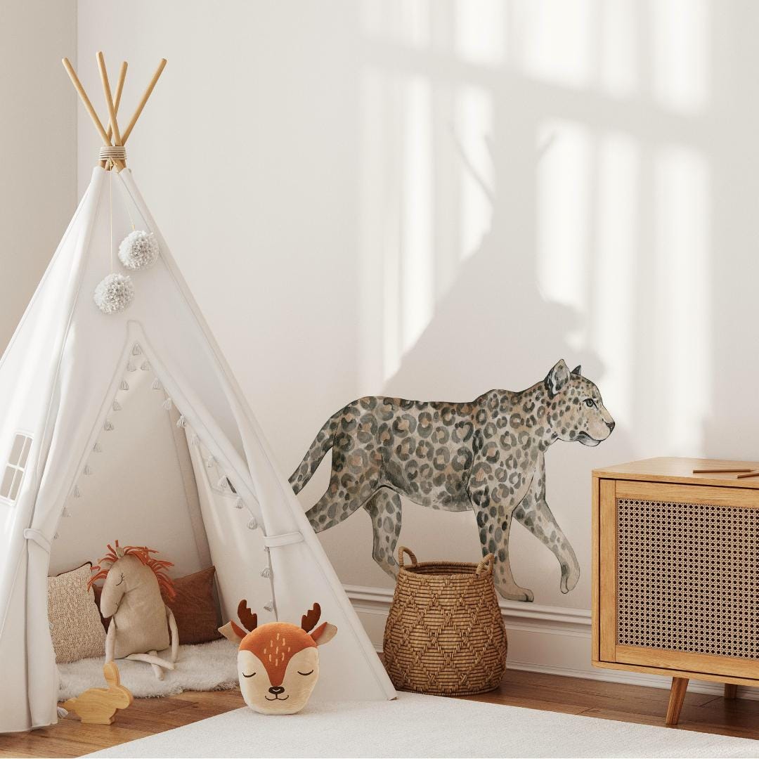 Leopard Jungle Animal Wall Decal Wild Big Cat Jungle Life Peel and ...