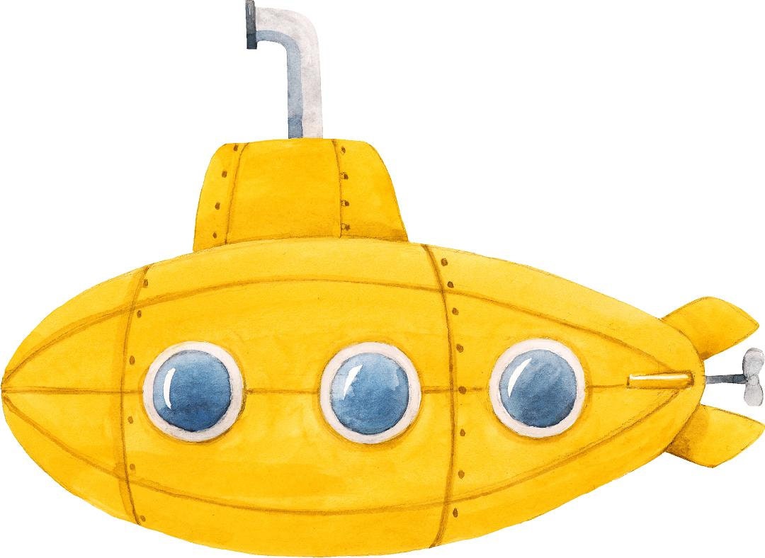 Yellow Submarine Wall Decal Watercolor Underwater Ship Deep Etsy