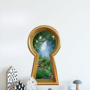 Keyhole Removable Wall Decal Enchanted Lantern Forest Wonderland Fairytale Fantasy Portal Wall Mural image 2