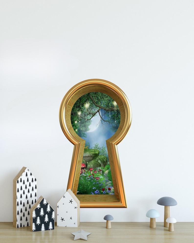 Keyhole Removable Wall Decal Enchanted Lantern Forest Wonderland Fairytale Fantasy Portal Wall Mural image 2