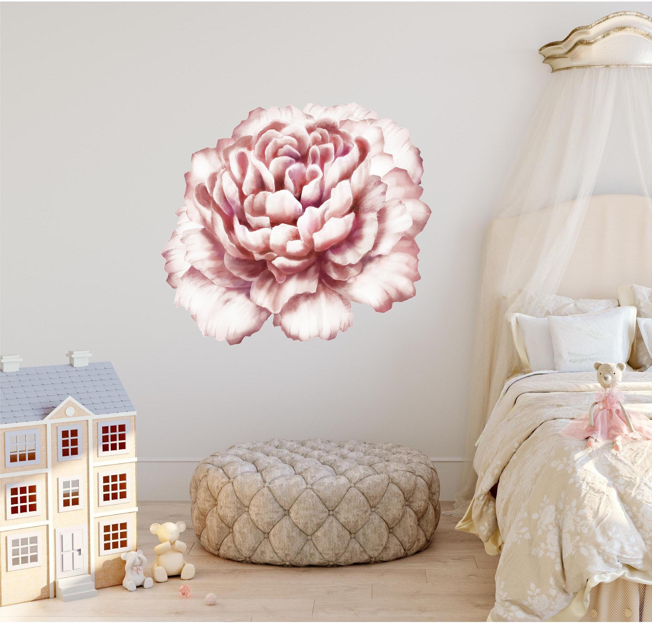 Watercolor Pink Peony 2 Wall Decal Nursery Wall Decal Peony | Etsy