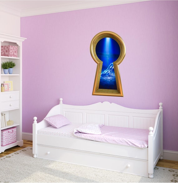 Cinderella Glass Slipper 3d Keyhole Disney Wall Decal Removable Fabric Wall Sticker Fairy Tale Princess Mural Decor