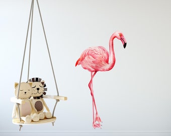 Watercolor Pink Flamingo #7 Wall Decal Tropical Bird Removable Fabric Wall Sticker
