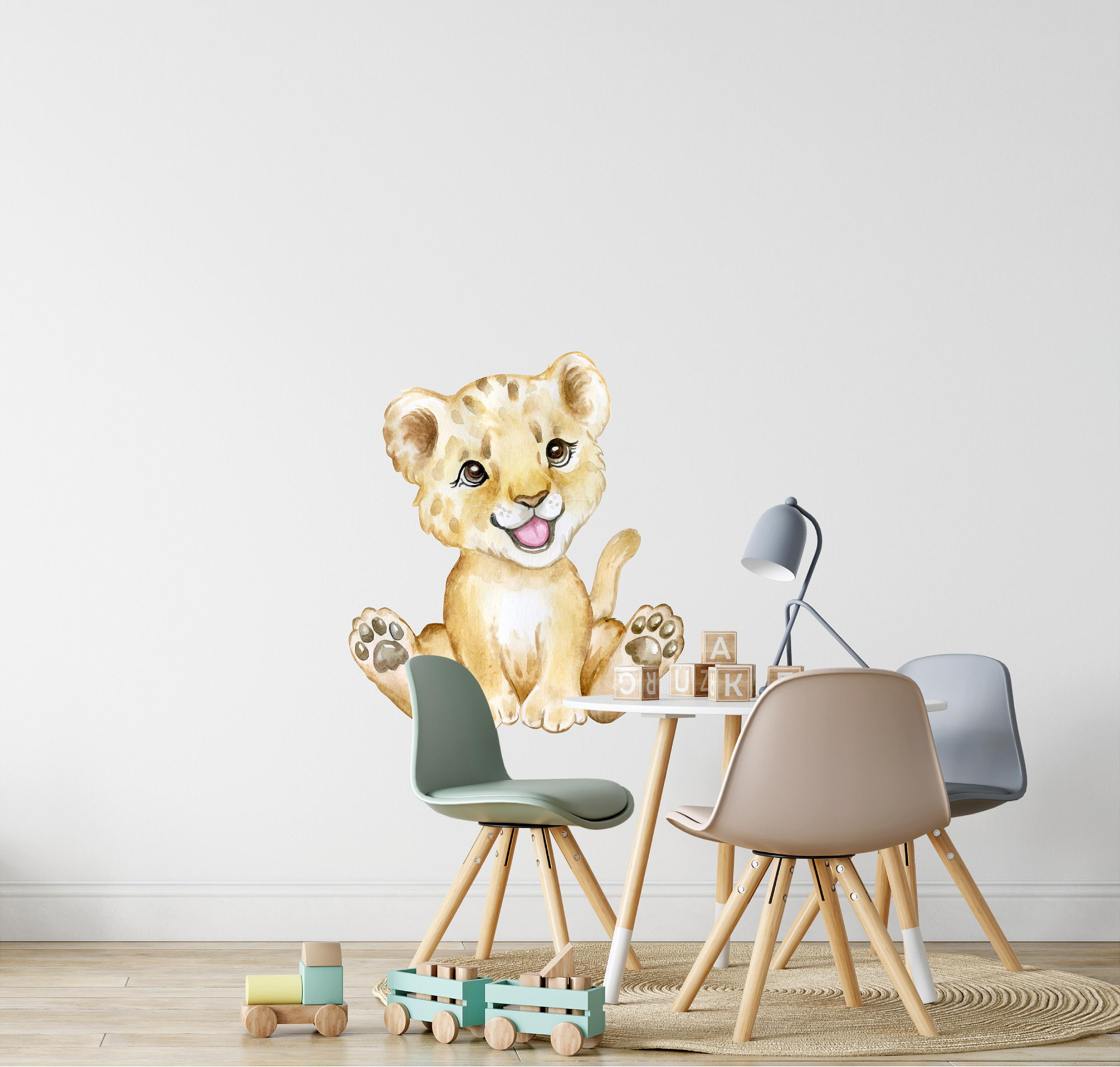 Baby Lion Cub Wall Decal Safari Animal Wall Sticker Removable Fabric ...