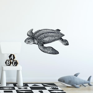 Leatherback Sea Turtle Wall Decal Ocean Sea Life Removable Fabric Wall Sticker