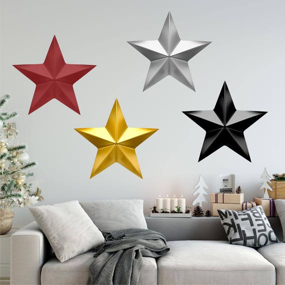 Barn Star Wall Decal Set Of 4 Barn Star Decor Removable Etsy