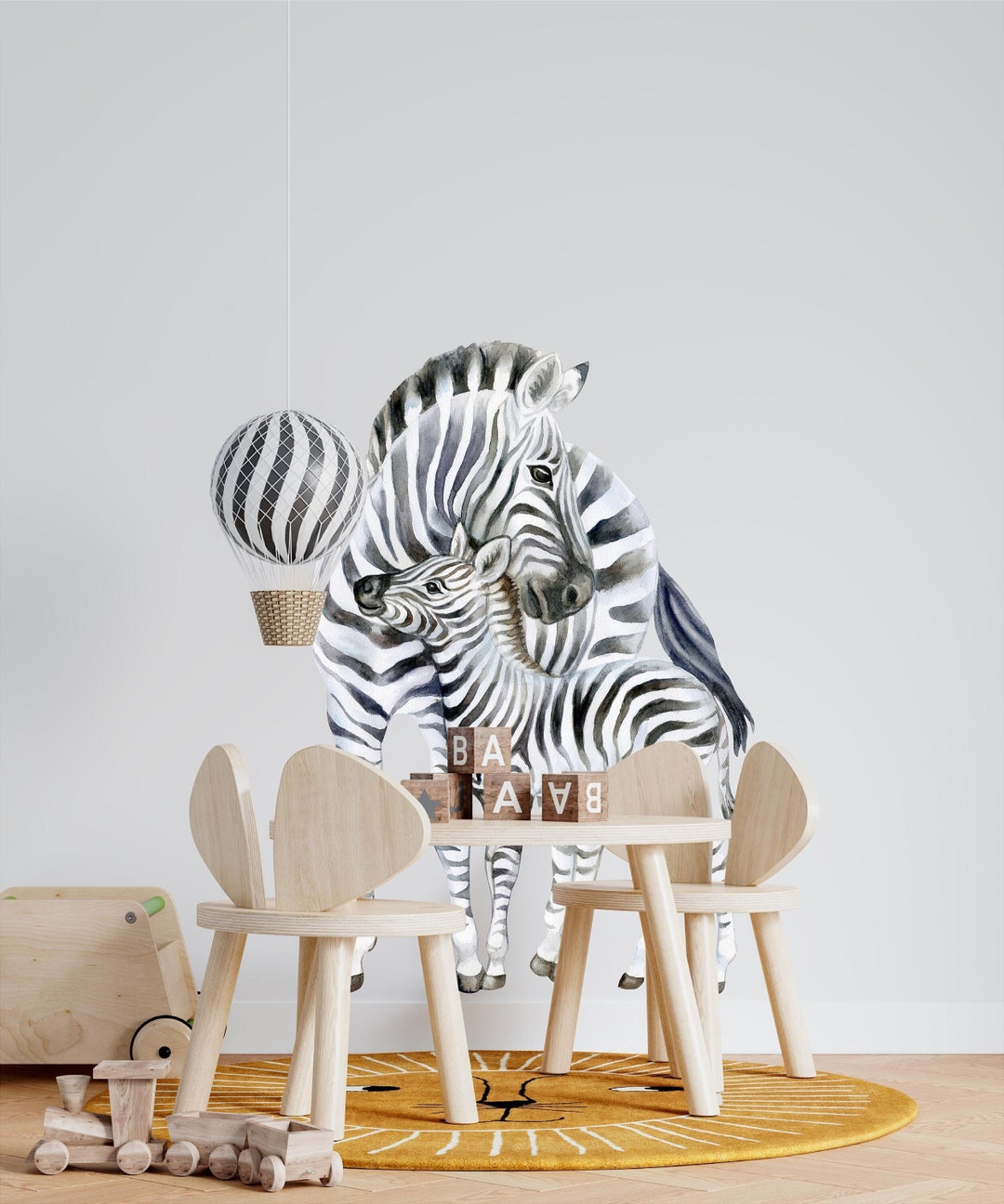 Zebra Wall Decal - Mother & Baby - Fabric Wall Decals - Zoo Animal Wall ...