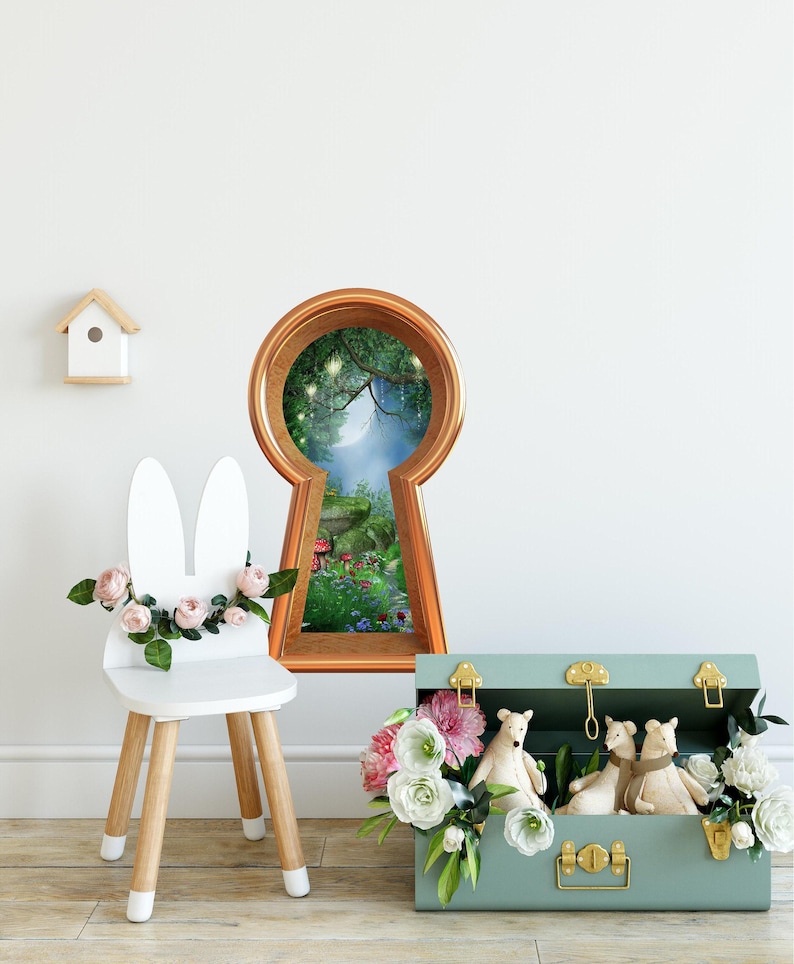 Keyhole Removable Wall Decal Enchanted Lantern Forest Wonderland Fairytale Fantasy Portal Wall Mural image 3